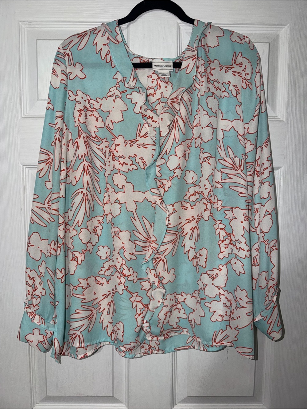 Red, white and blue blouse